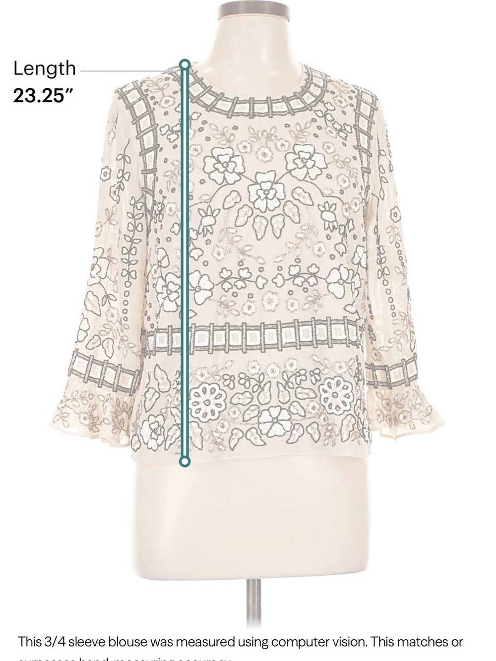 Needle & Thread Beaded Floral Lace-Sleeve Blouse 10 - Picture 5 of 7